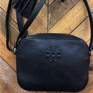 Tory Burch Black Pebbled Leather Crossbody Bag